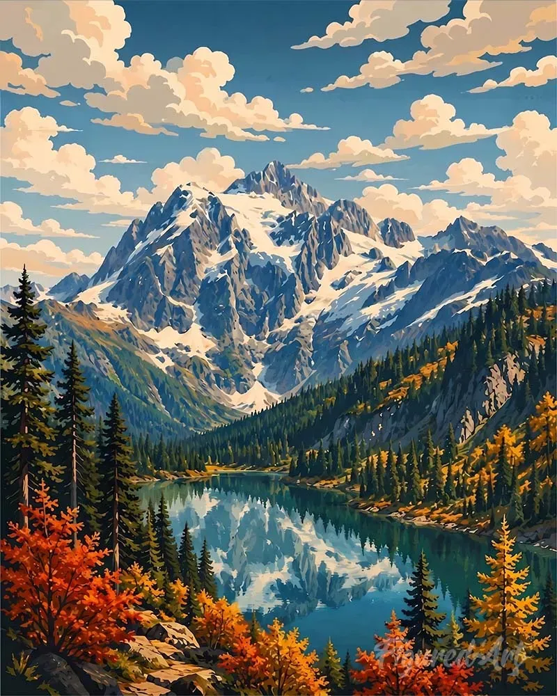 Figured'Art North Cascades diamond painting Washington 40x50cm rond
