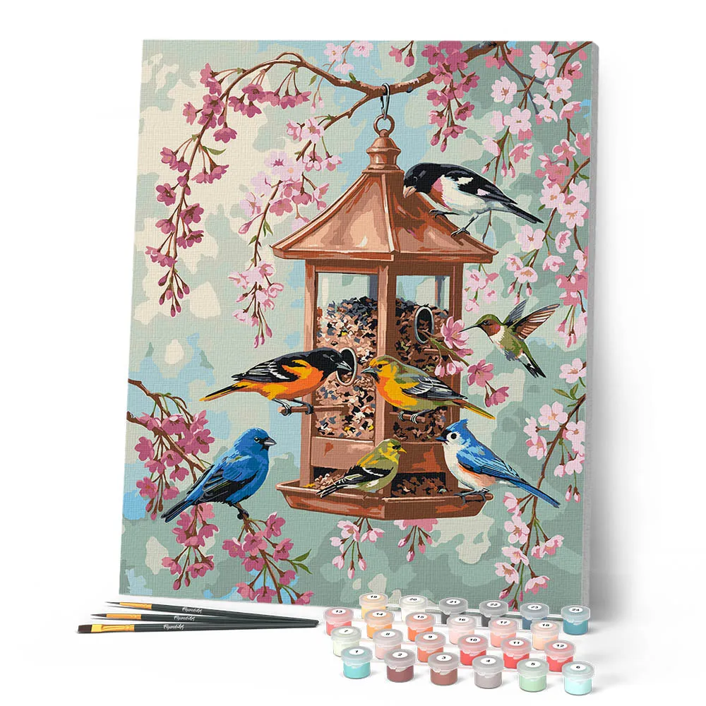Figured'Art Kersenbloesemvogels schilderen op nummer 40x50cm vogels