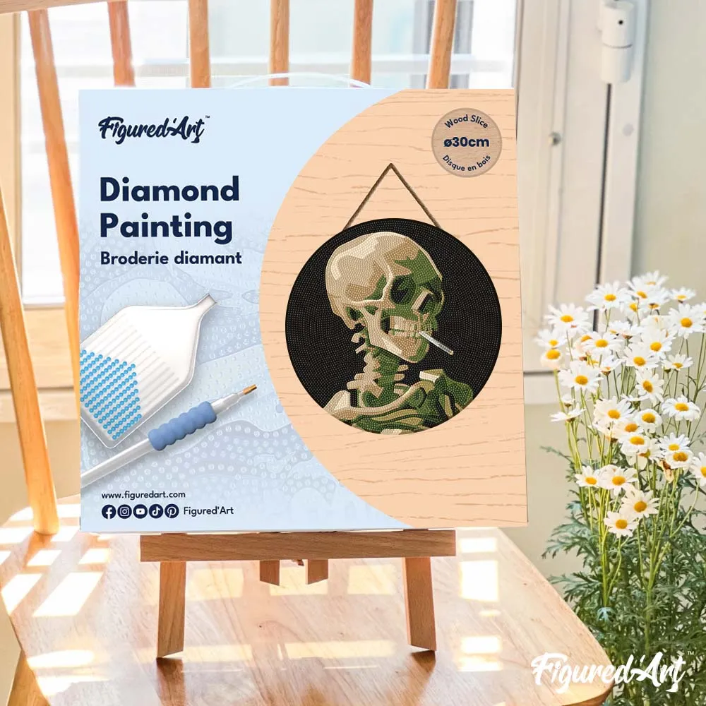 Figured'Art Van Gogh Skelet diamond painting hout 30cm rond