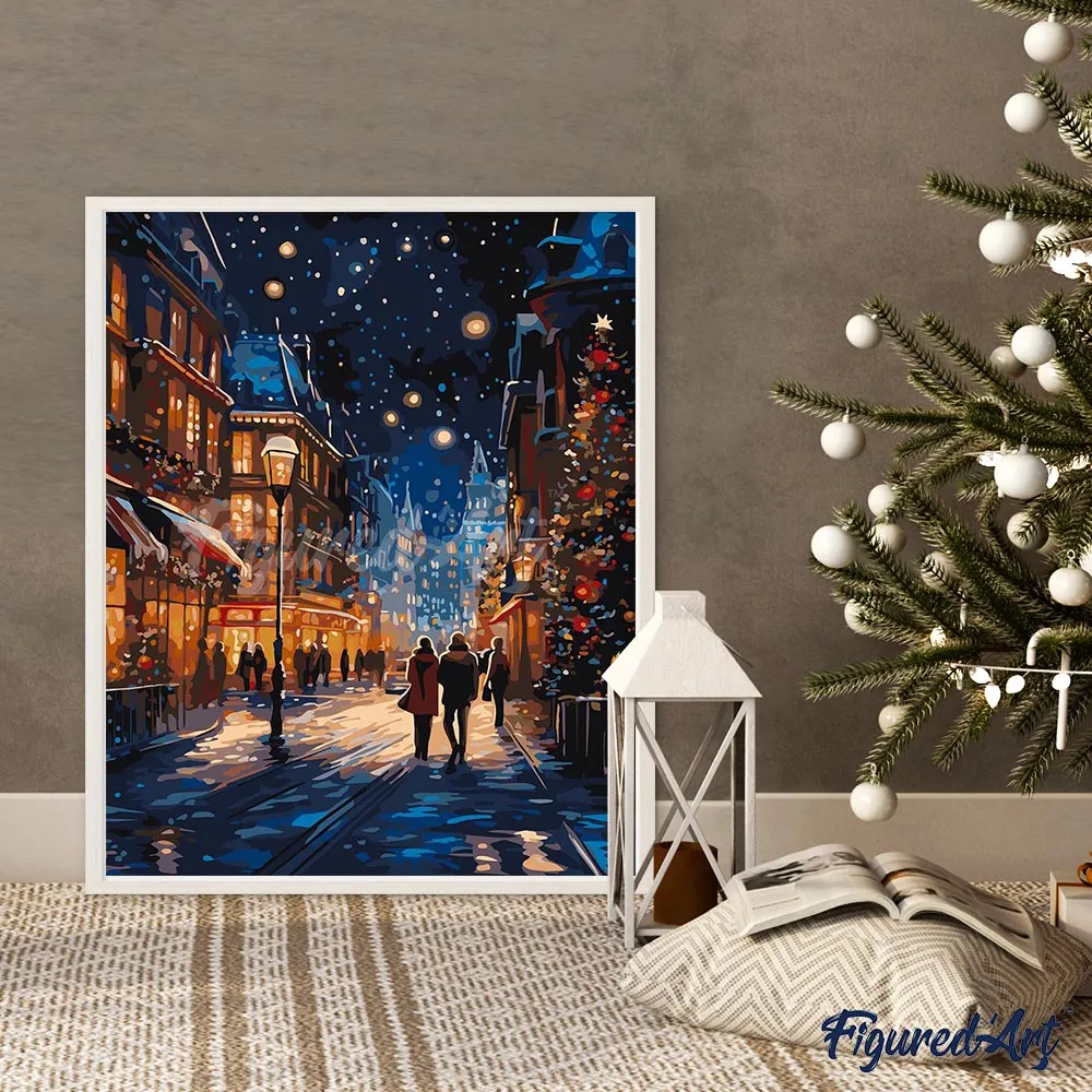 Figured'Art Sterrenrijke Kerstwandeling schilderen op nummer 40x50 cm