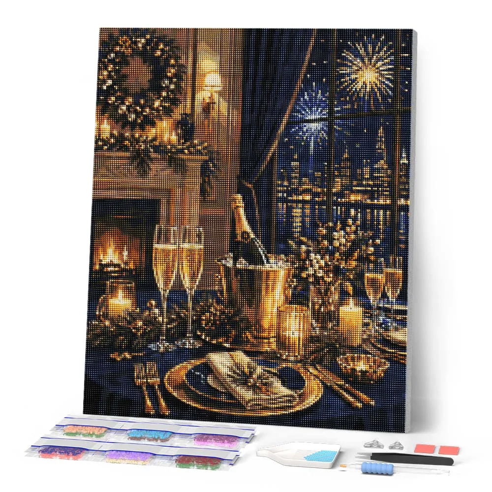 Figured'Art Elegant nieuwjaarsdiner diamond painting 40x50 stilleven