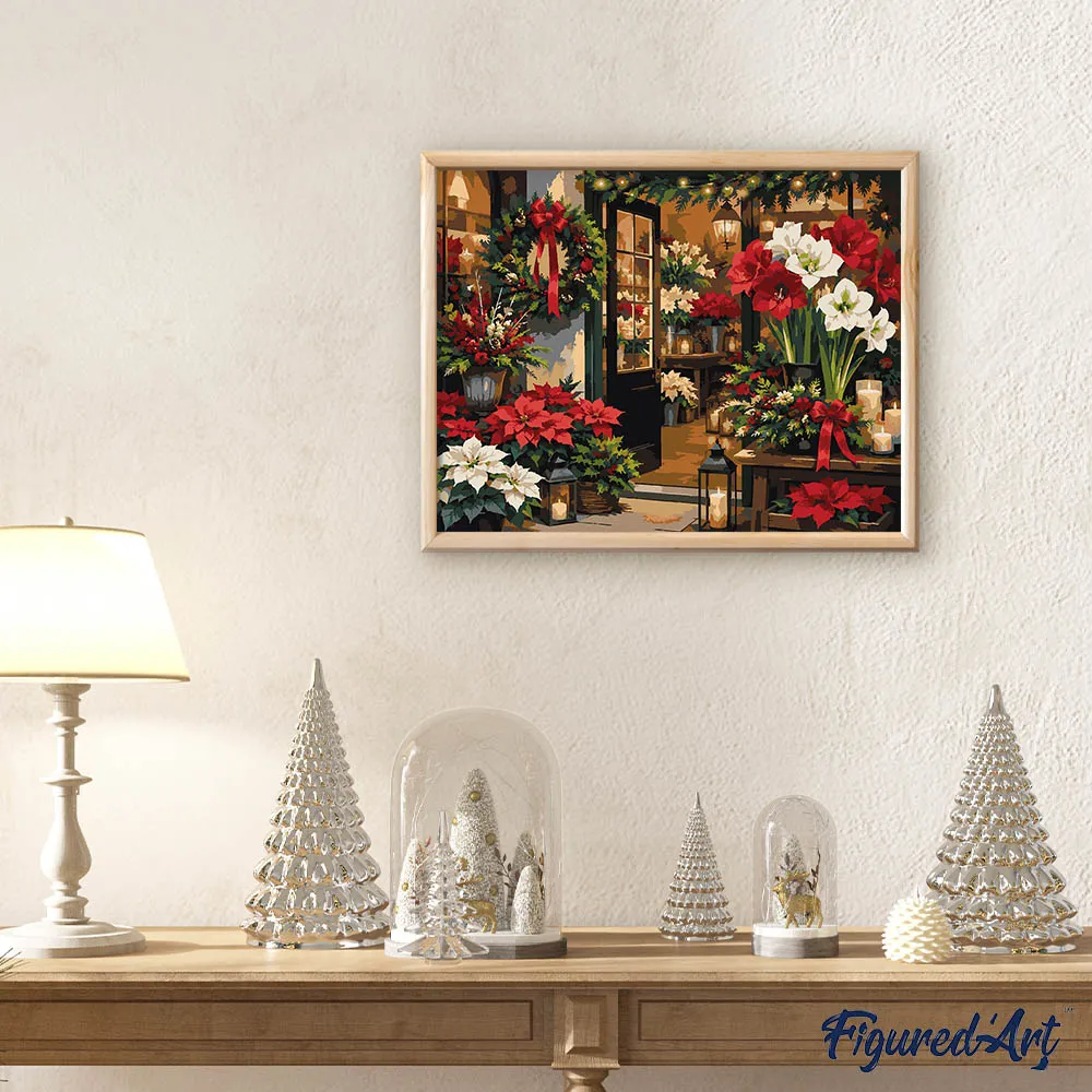Figured'Art Bloemist met Kerst schilderen op nummer 40x50 winter