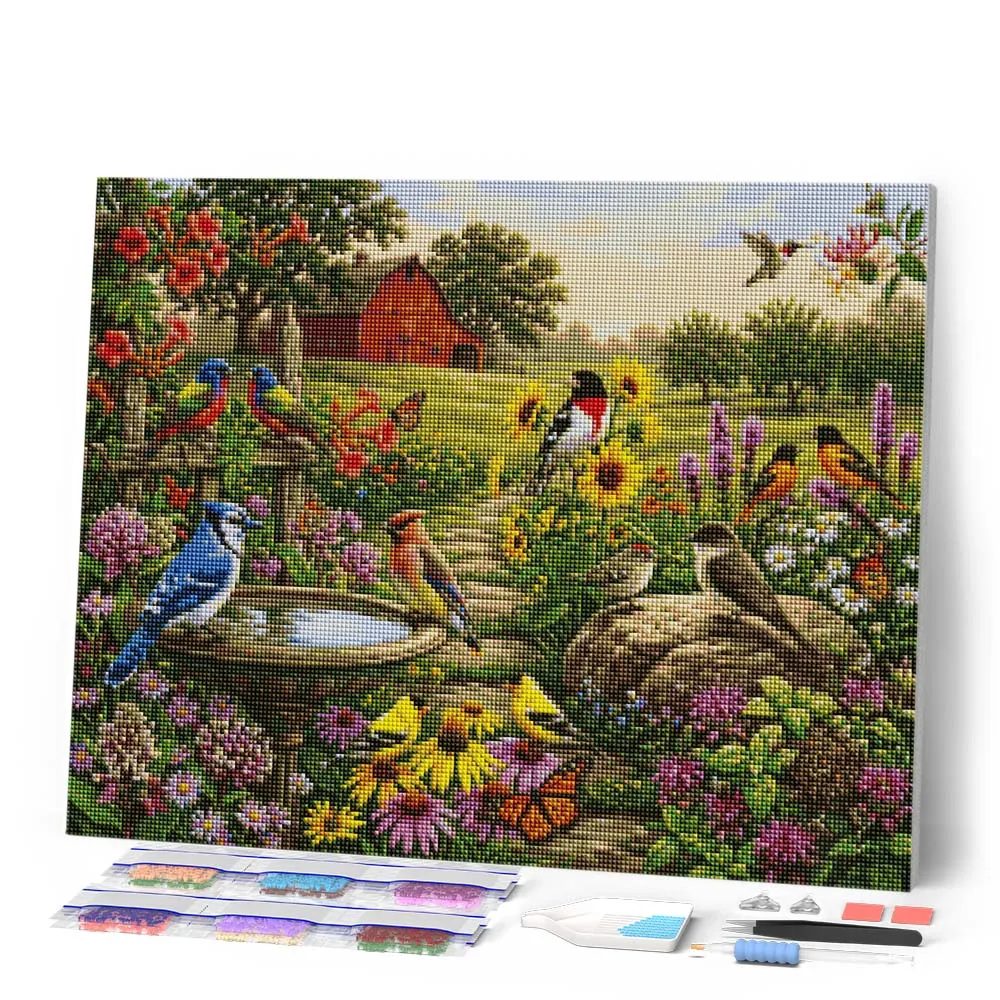 Figured'Art Tuin van zangvogels diamond painting 40x50cm full drill
