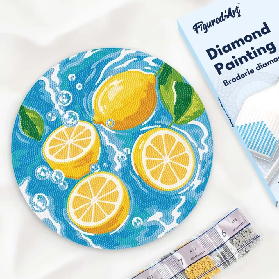 Figured'Art Citrusbries diamond painting houten schijf 30 cm rond