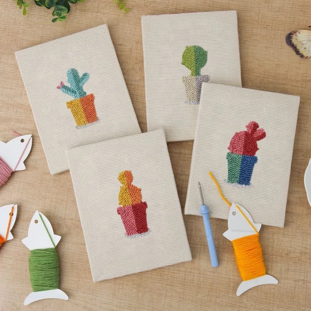 Figured'Art Mini Binnen Tuin 1 punch needle set 4 stuks met frames