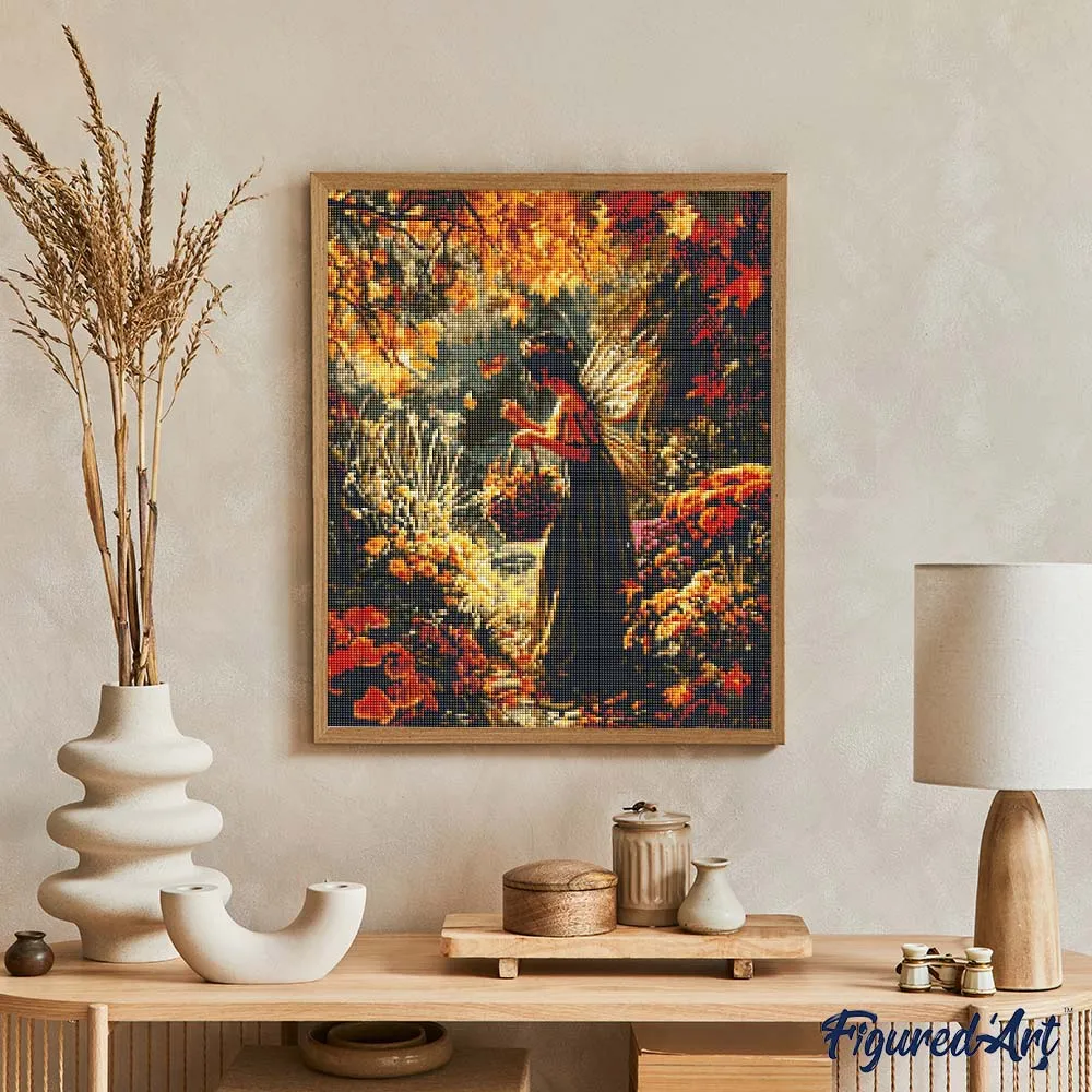 Figured'Art Fee van de herfsttuin diamond painting full drill