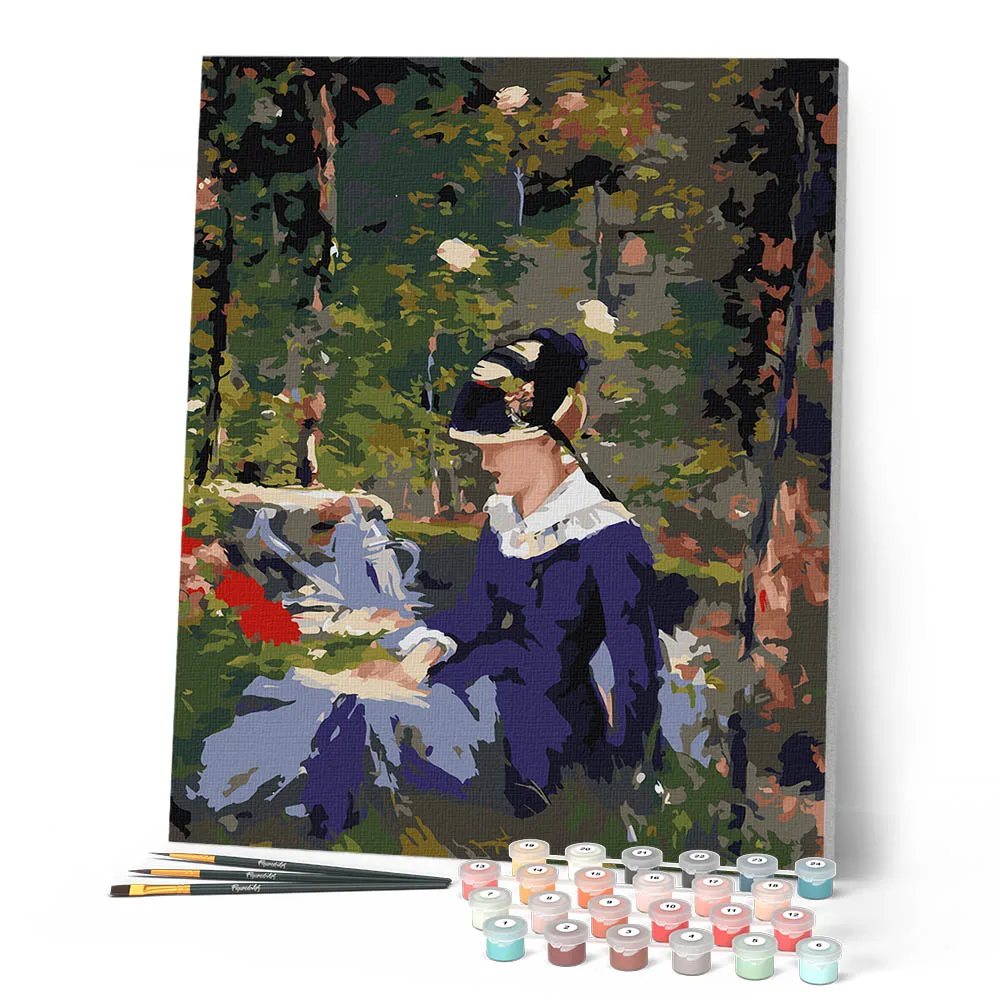 Figured'Art Jonge vrouw in de tuin Manet schilderen op nummer 40x50cm impressionisme