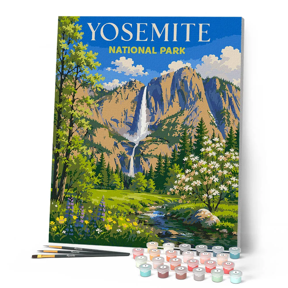 Figured'Art Yosemite Vernal Falls schilderen op nummer 40x50 cm landschap