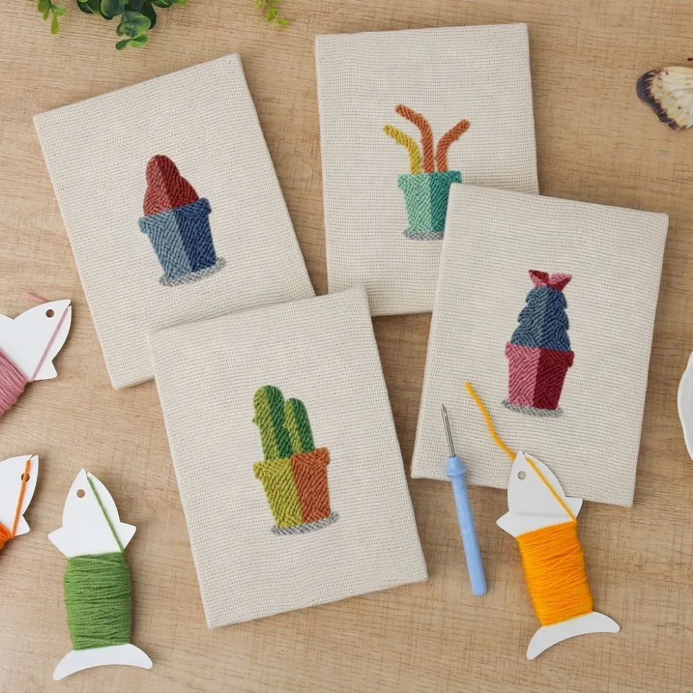 Figured'Art Blije Planten 1 punch needle set 4 stuks met frames