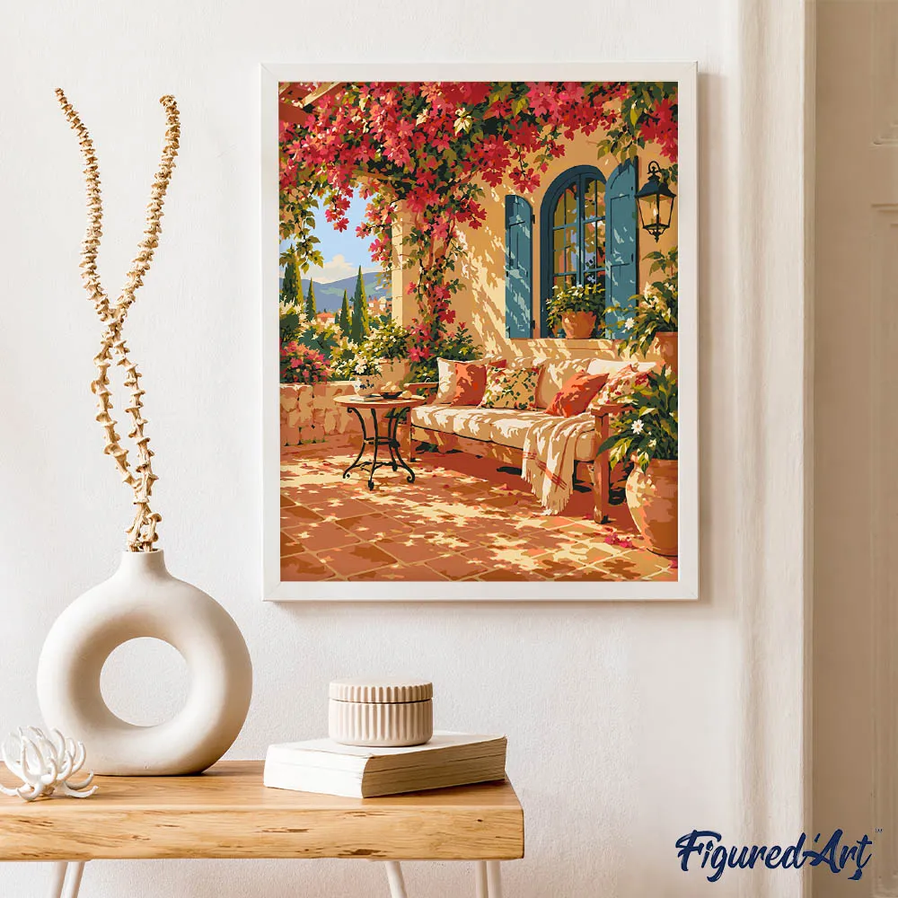 Figured'Art Terras in Bloei schilderen op nummer 40x50cm mediterraan