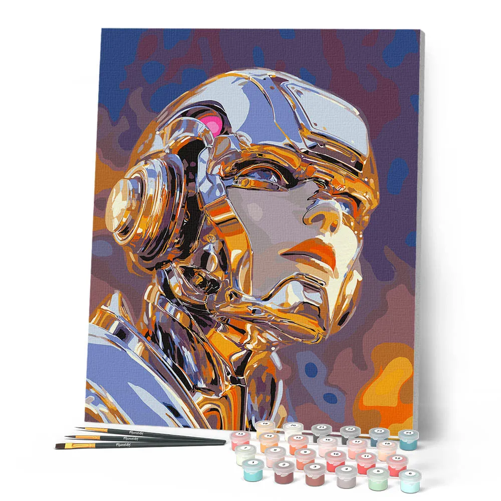 Figured'Art Humanoïde Robot schilderen op nummer 40x50cm sciencefiction