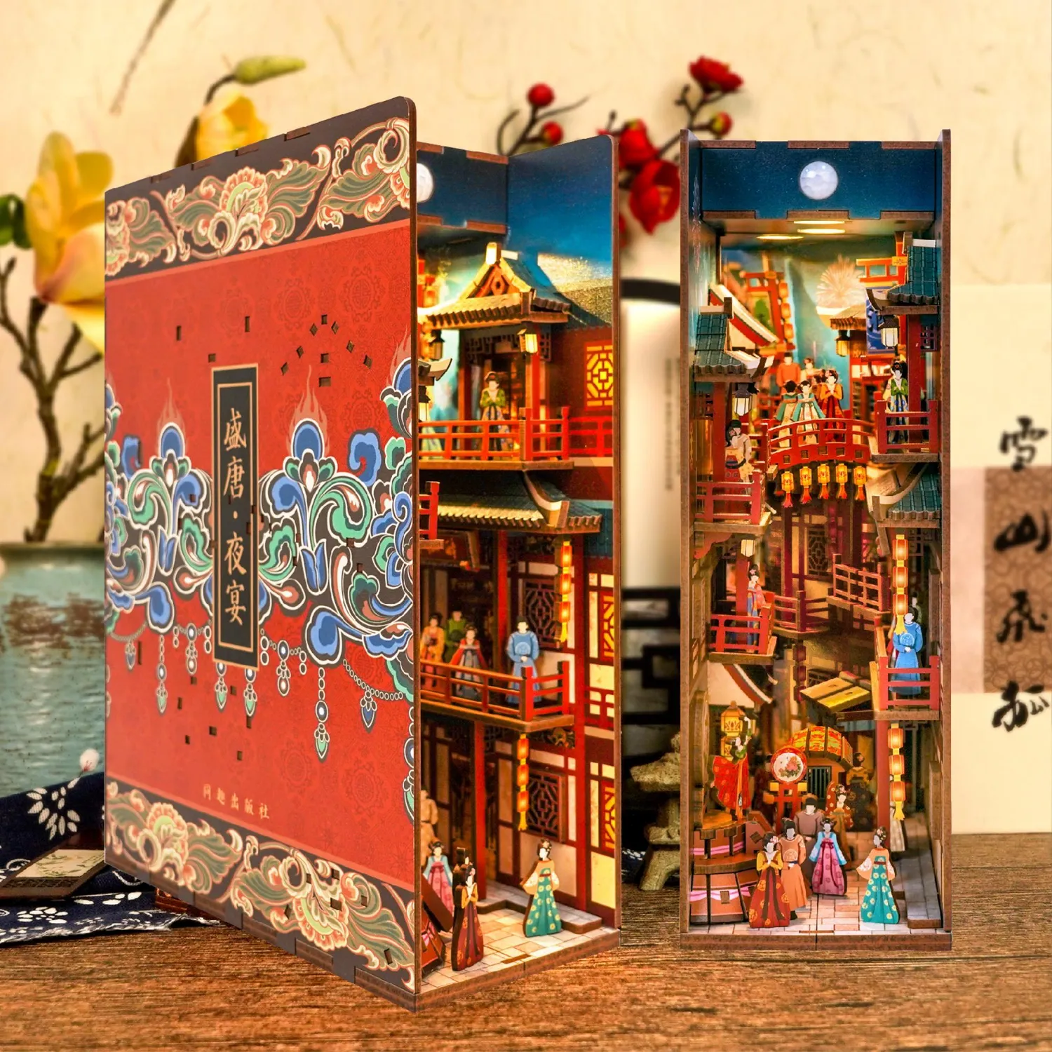 Figured'Art Book Nook Het Banket van de Tang-dynastie bouwpakket met LED