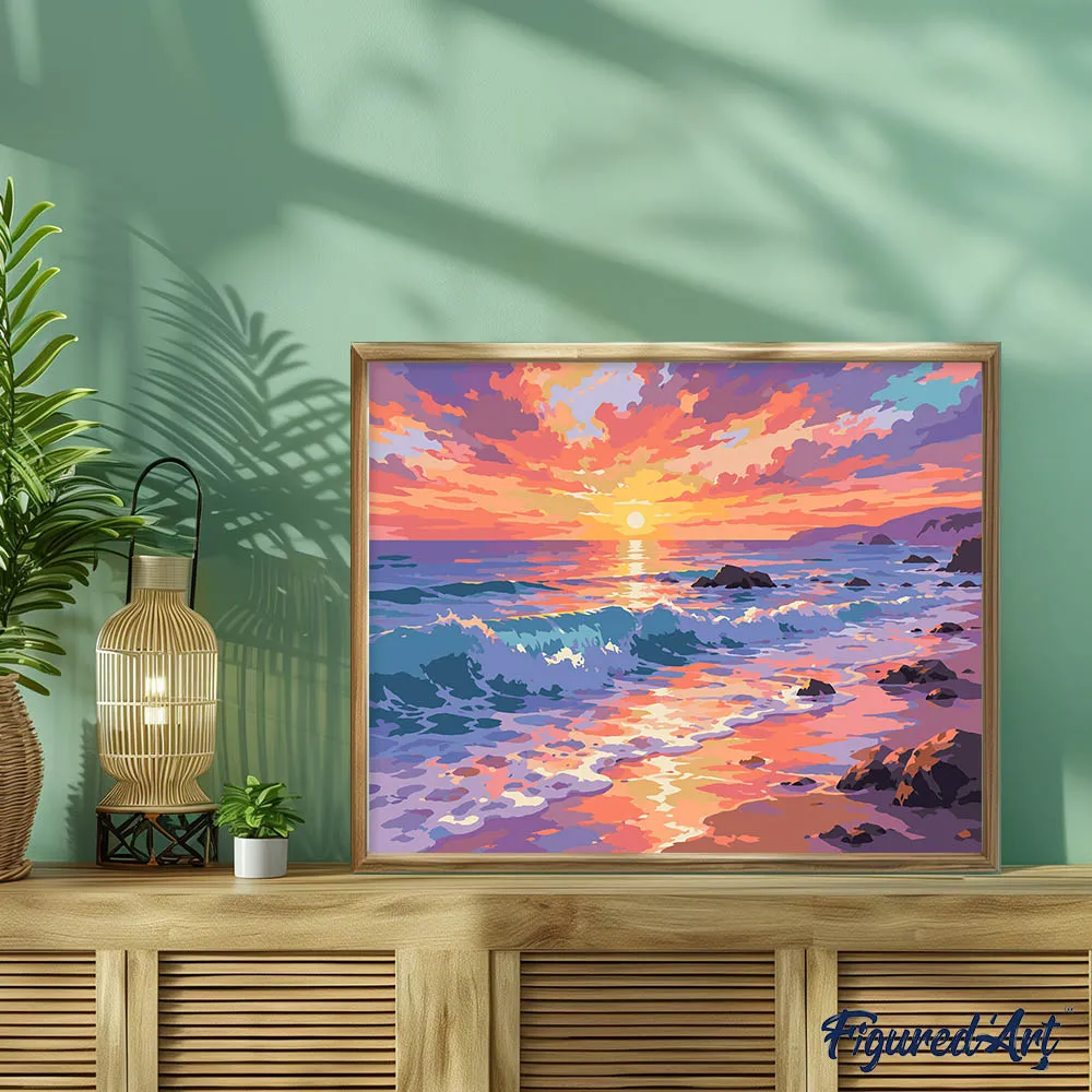 Figured'Art Gouden uur aan zee schilderen op nummer 40x50cm