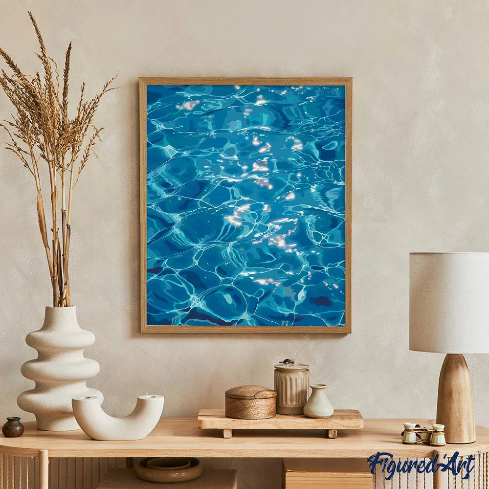 Figured'Art Turkooise Lichtreflectie schilderen op nummer 40x50