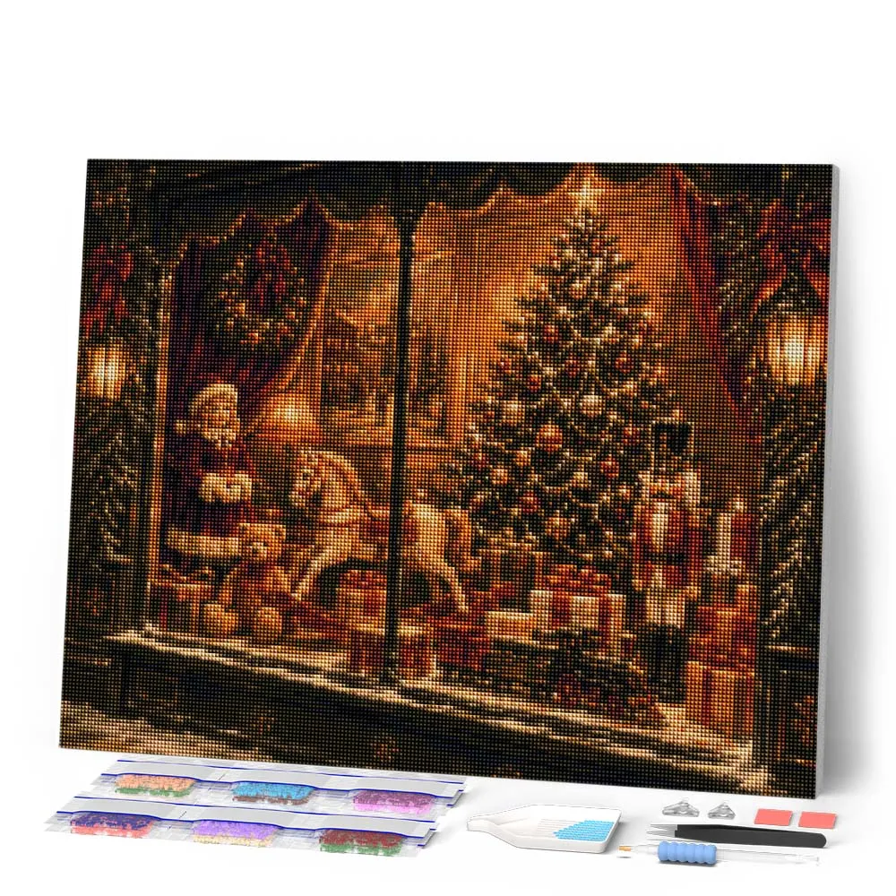 Figured'Art Kerstetalage diamond painting 40x50 cm full drill kerst