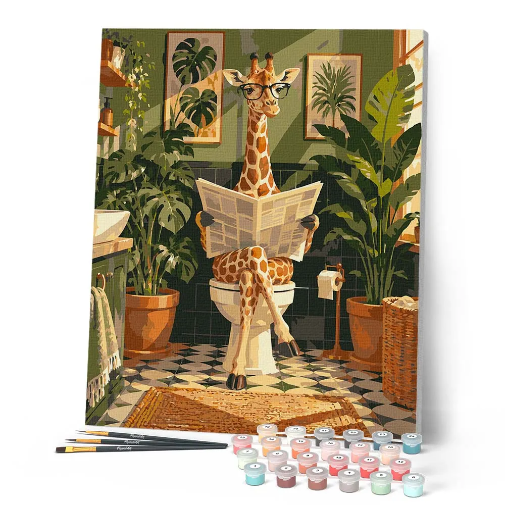 Figured'Art Het Dagblad van de Giraffe schilderen op nummer 40x50 cm