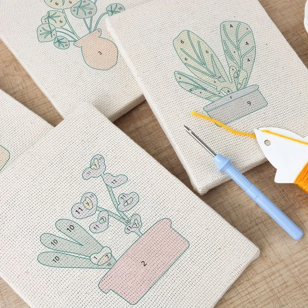 Figured'Art Botanische Sfeer punch needle set 20x30 cm 4 stuks