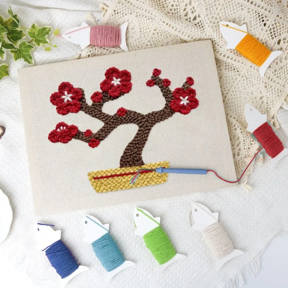Figured'Art Punch Needle Kersenbloesem Bonsai 20x30 cm frame