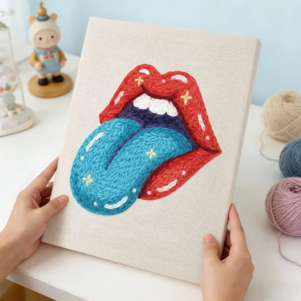 Figured'Art Kosmische Kus punch needle pakket 20x30 cm pop art
