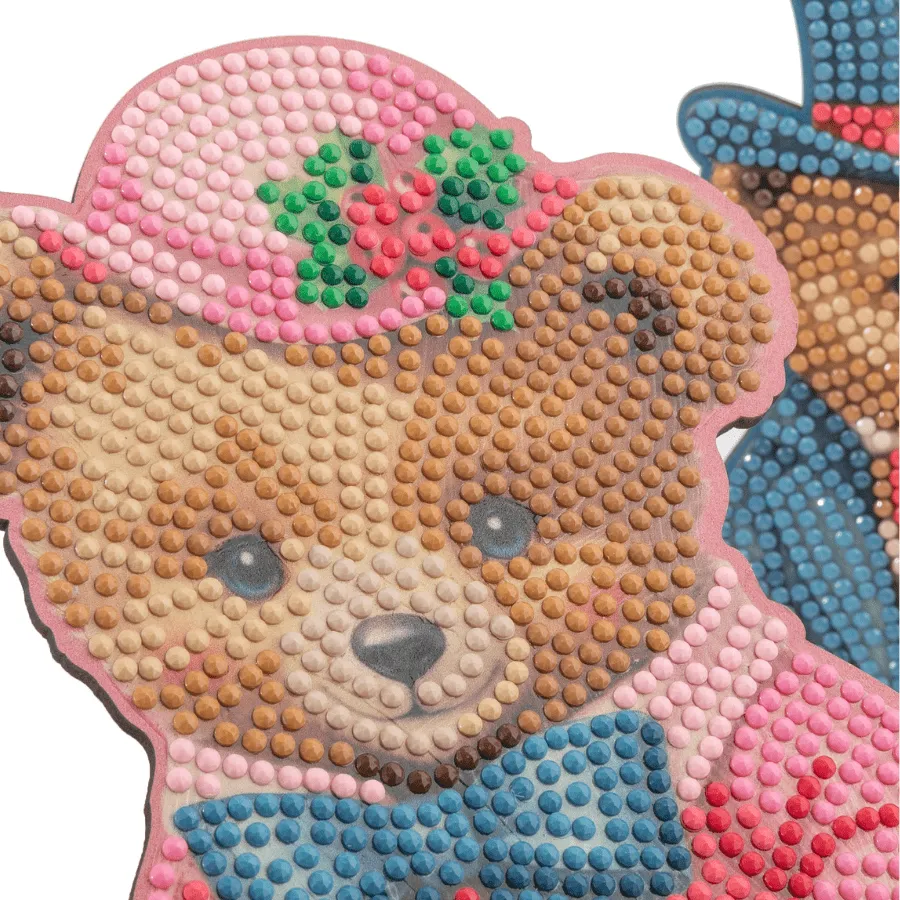 Craft Buddy Crystal Art Victorian Teddy Bears houten figuren set van 2 vintage