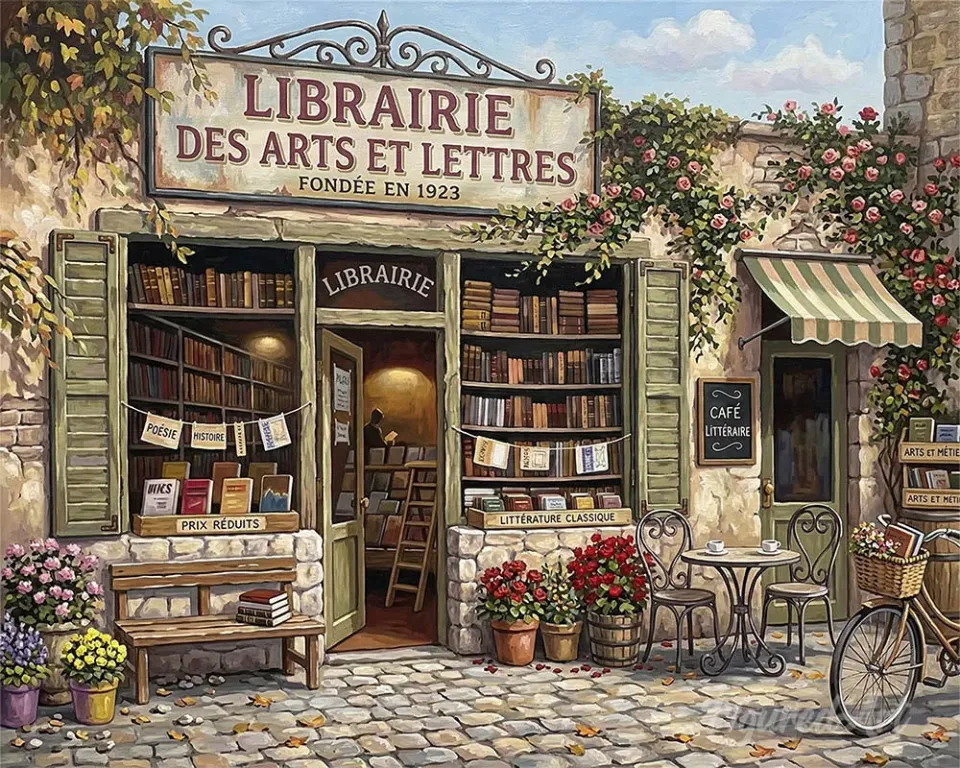Figured'Art Oude bibliotheekhoek schilderen op nummer 40x50