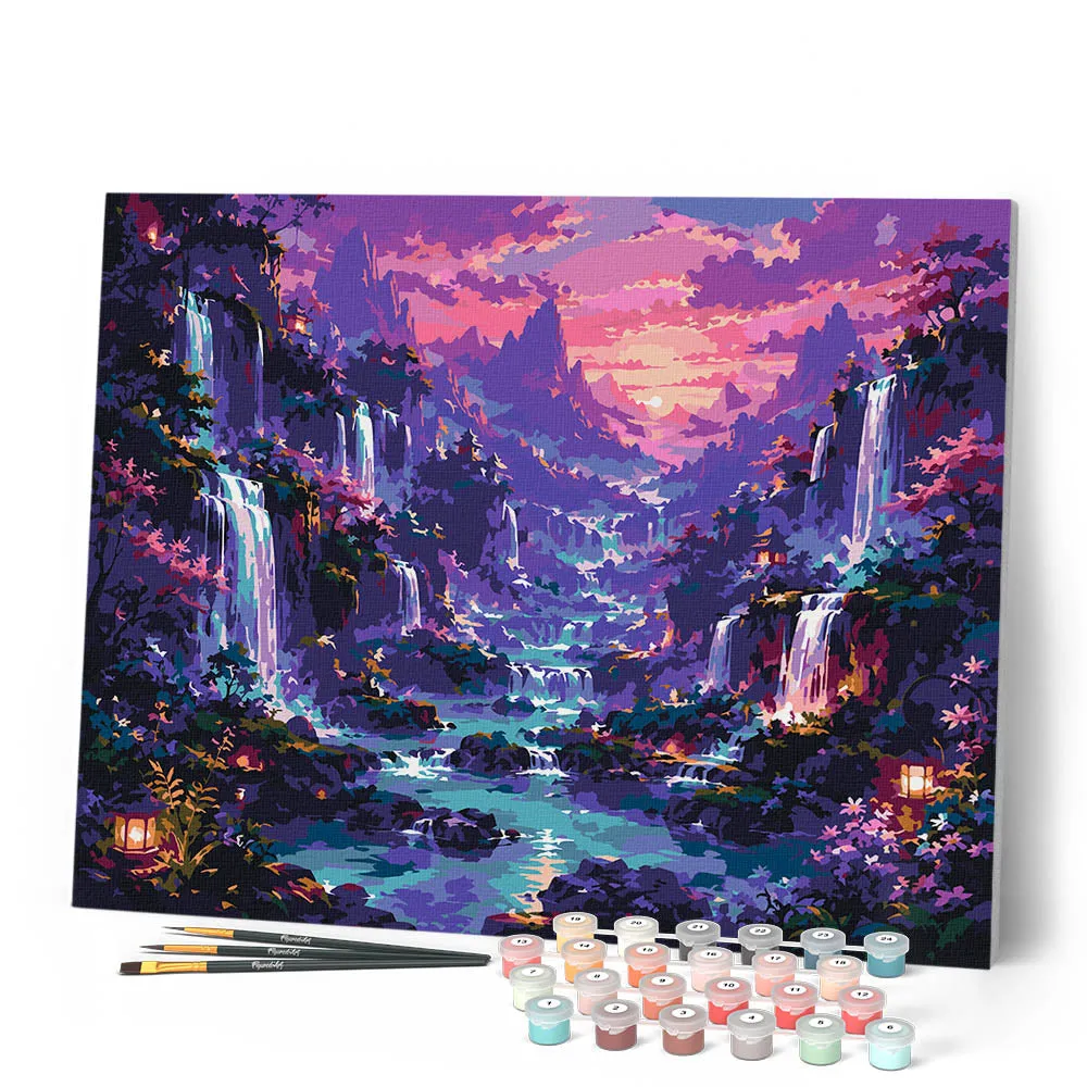 Figured'Art Mystiek Waterval Dal schilderen op nummer 40x50 cm gevorderd