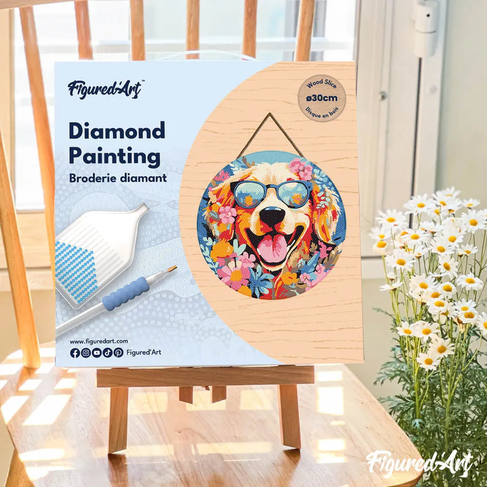Figured'Art Fantasie hond diamond painting hout 30 cm