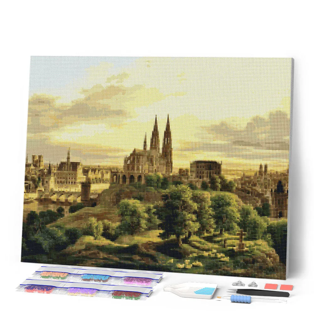 Figured'Art Middeleeuwse stad Carl Hasenpflug diamond painting 40x50 cm vierkant