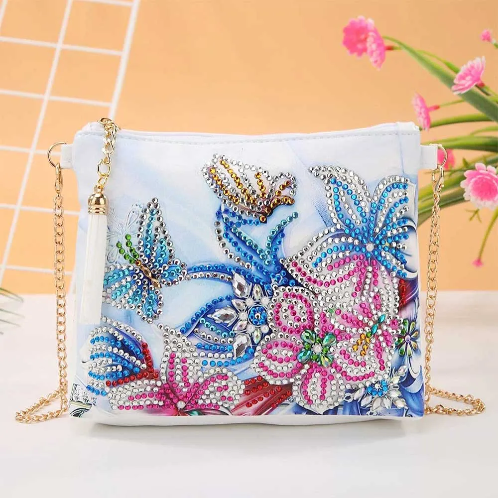 Figured'Art Bloemen tas diamond painting PU-leer 18x15x3cm bloemen