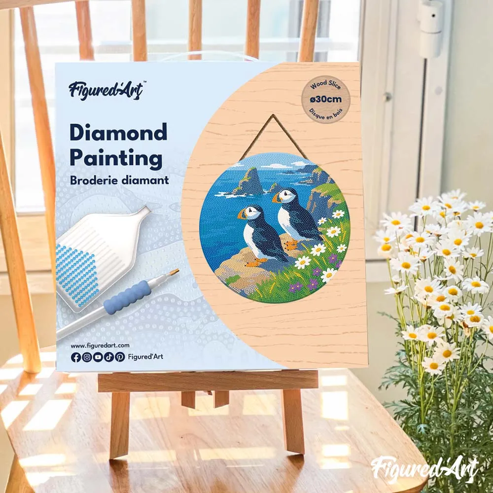 Figured'Art Papegaaiduiker oceaankliffen diamond painting hout 30 cm