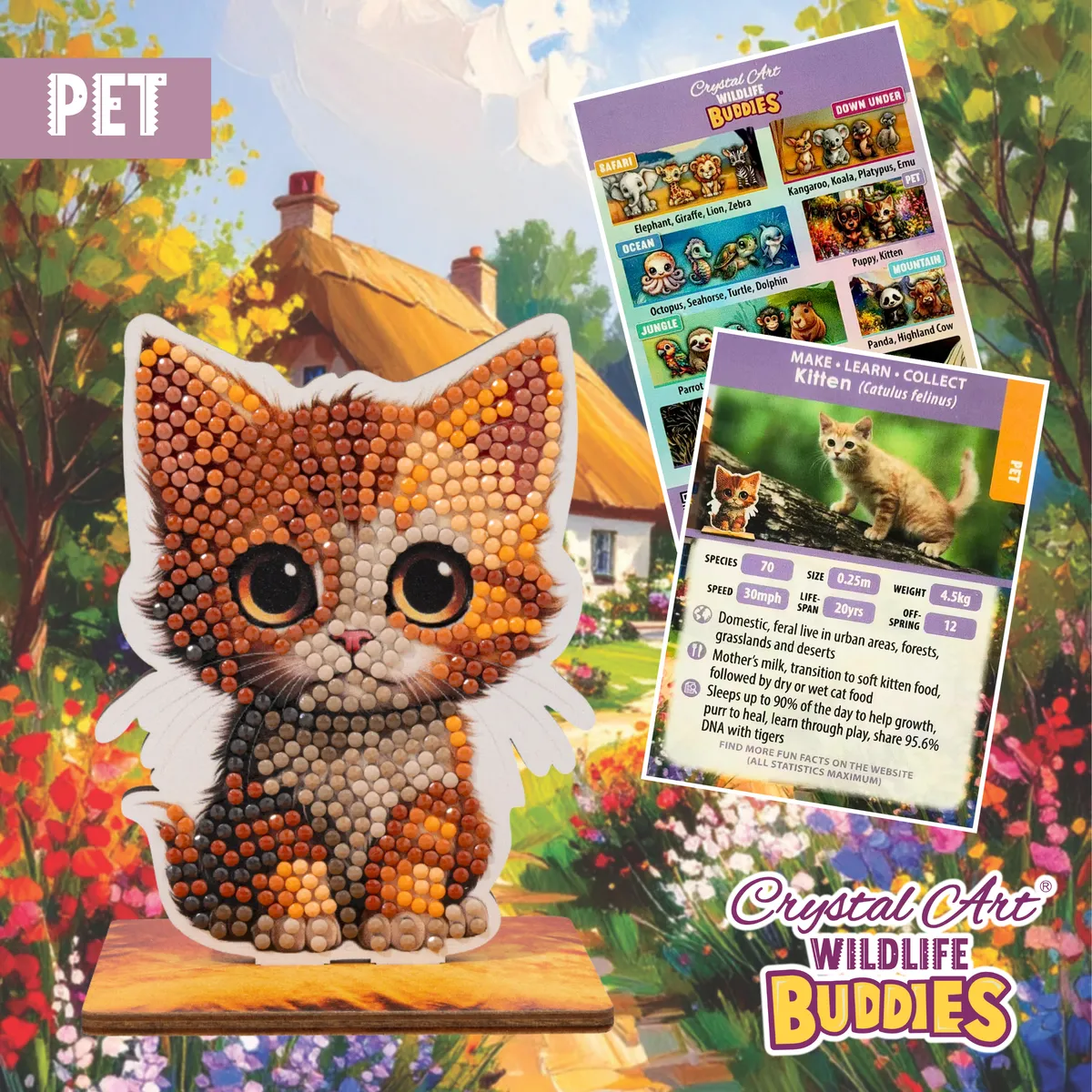 Craft Buddy Crystal Art Wildlife Buddies Kitten figuur 11 cm