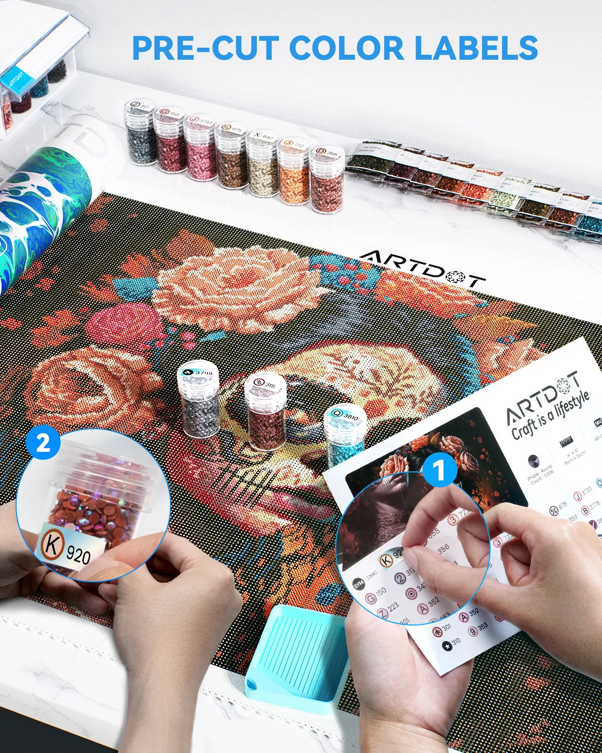 ARTDOT Día de los Muertos diamond painting beginner kit 35x25 fluweel