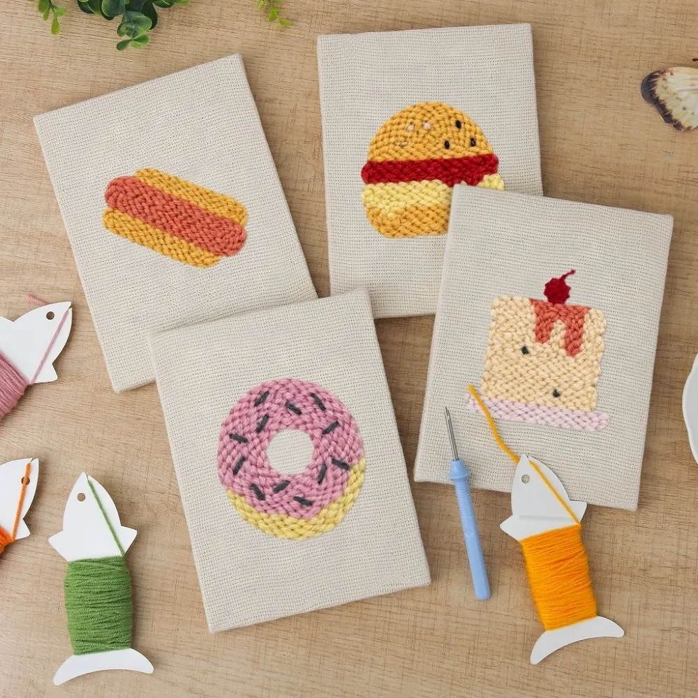 Figured'Art Heerlijke Hapjes punch needle set 4 stuks met frame keuken