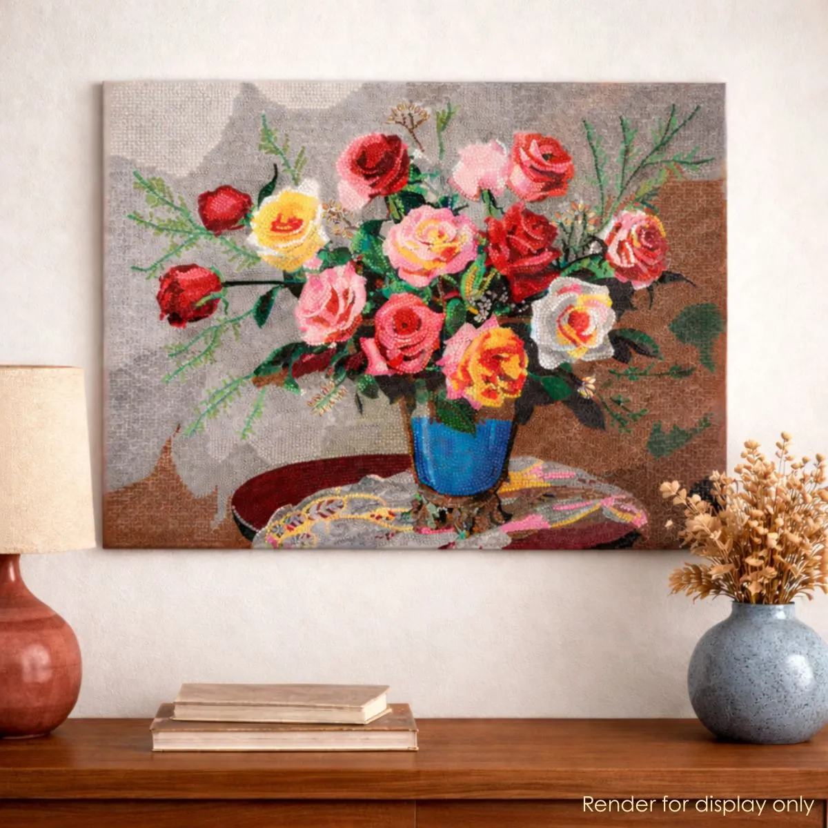 Craft Buddy Crystal Art Vintage Roses canvas kit 40x50cm full