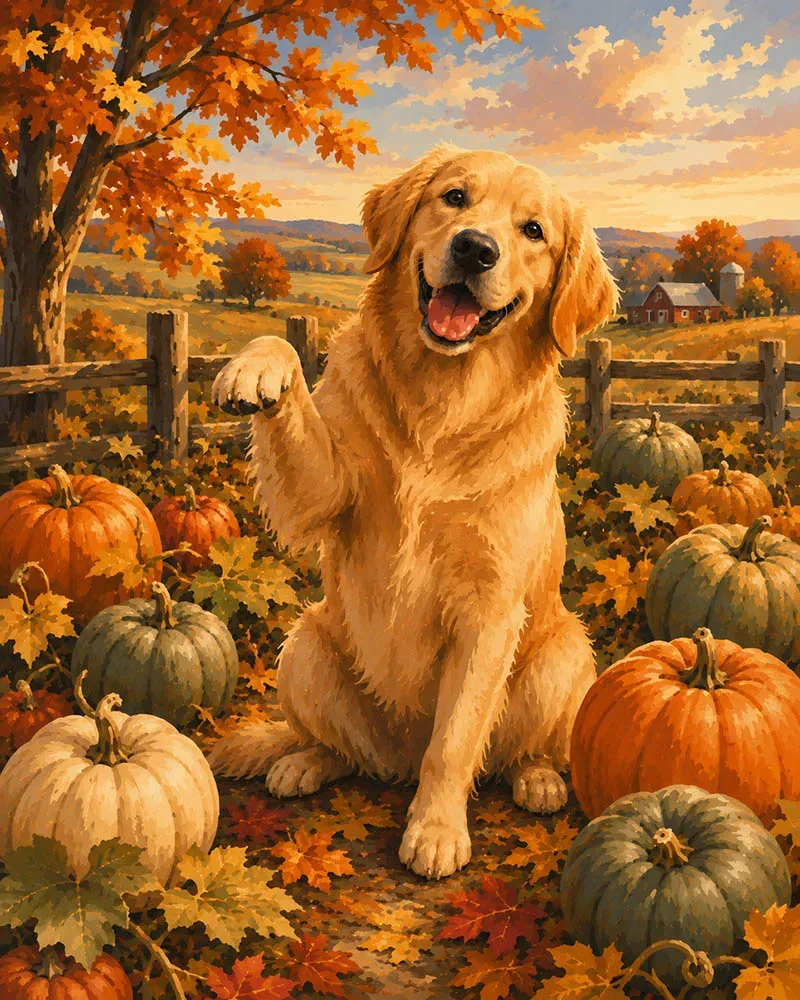 Figured'Art Golden Retriever diamond painting 40x50 cm herfst