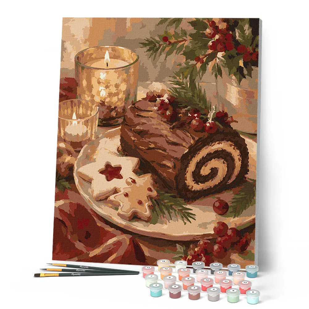 Figured'Art Kerststronk schilderen op nummer 40x50cm kerst