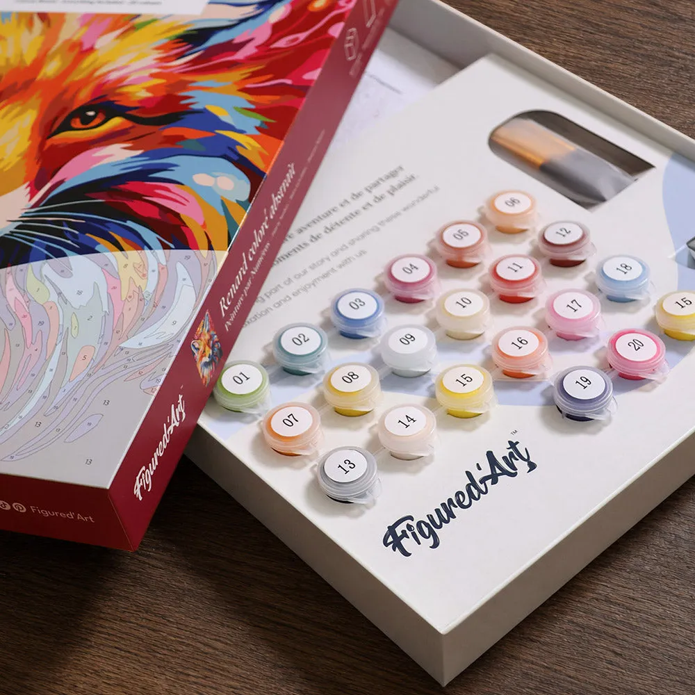 Figured'Art Kleurrijke Abstracte Vos cadeauset schilderen op nummer