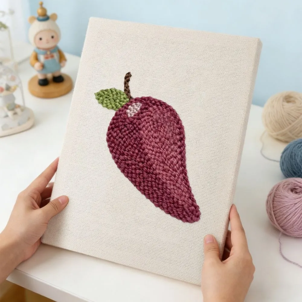 Figured'Art Zoete Pruim Punch Needle Pakket 20x30cm Katoen
