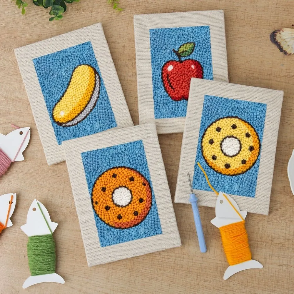 Figured'Art Fruit en Zoet punch needle 4 stuks met frame