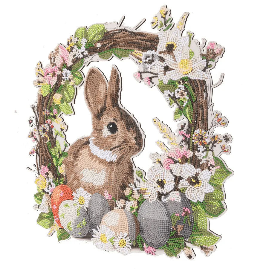 Craft Buddy Crystal Art Boho Bunny krans 35 cm konijn