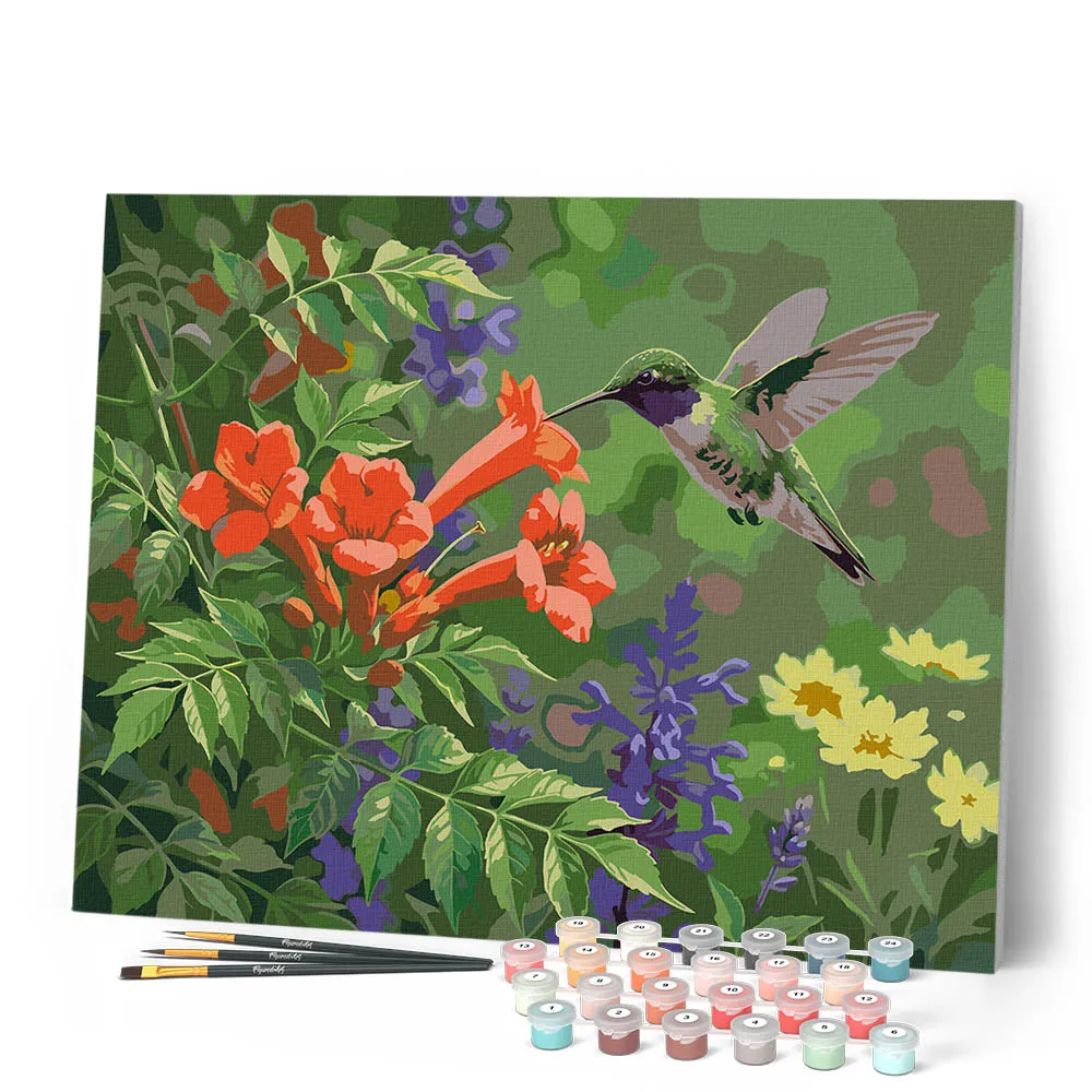 Figured'Art Kolibrieparadijs Schilderen op Nummer 40x50 cm zonder lijst gemiddeld