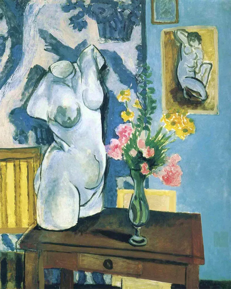 Figured'Art Gipsen Torso Bloemenboeket Matisse schilderen op nummer 40x50