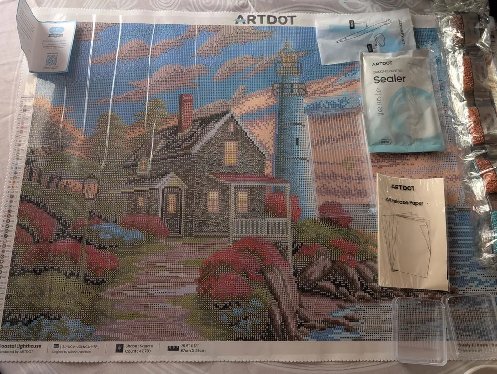 ARTDOT Idyllische Huizen Kustvuurtoren diamond painting 67x45