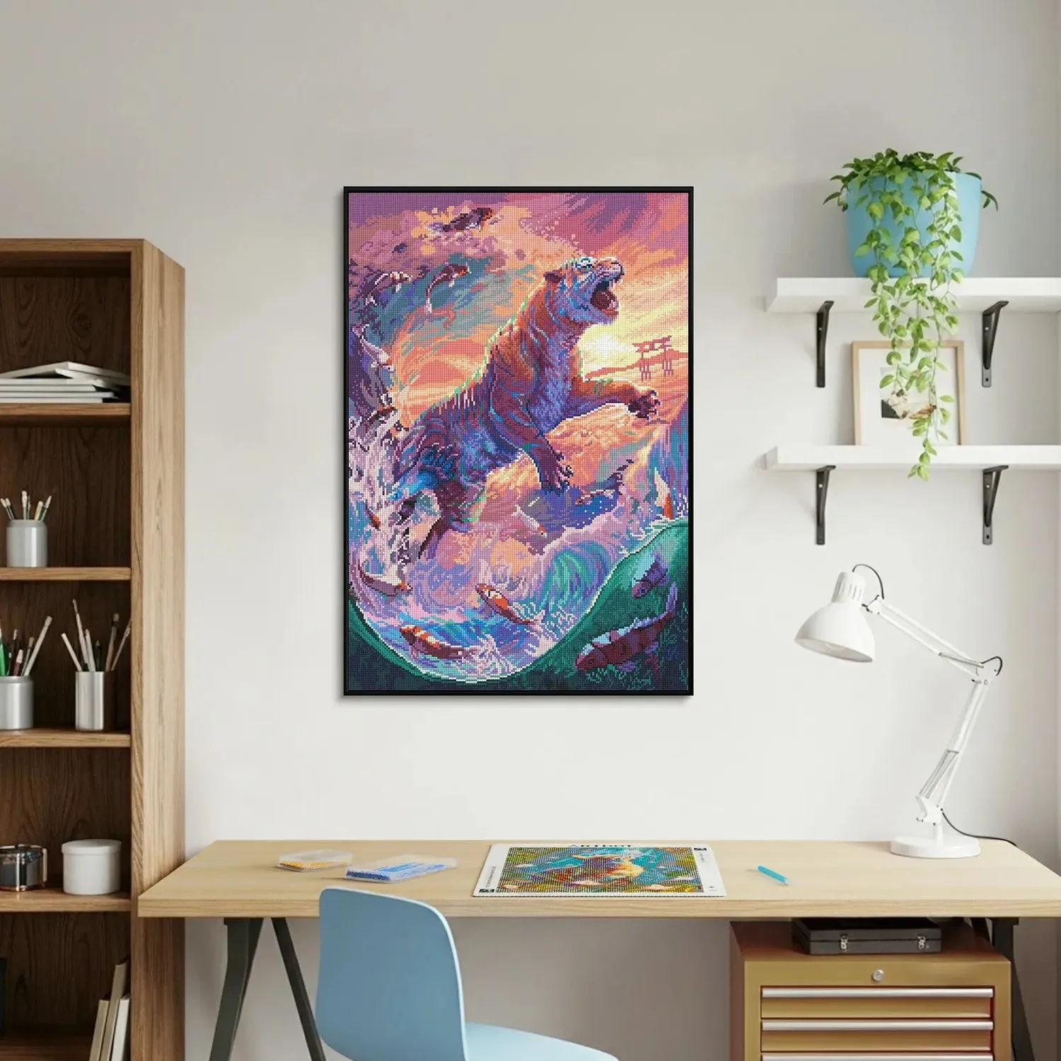 ARTDOT Water Tiger diamond painting tijger 47,5x70cm vierkant
