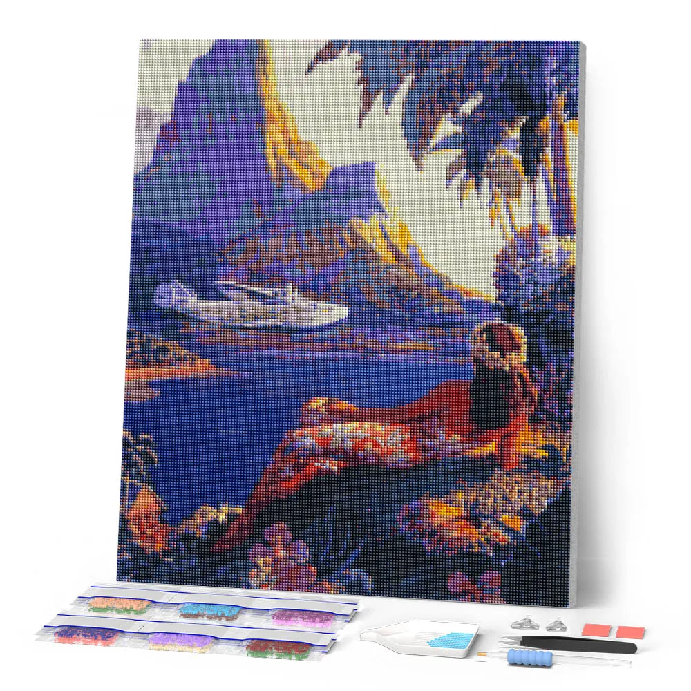 Figured'Art Vlieg naar Zuidzee-eilanden diamond painting 40x50cm poster