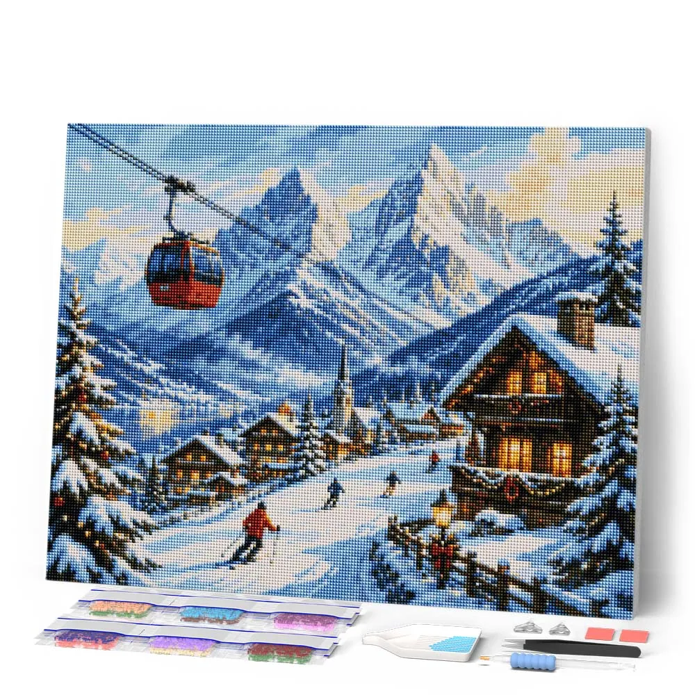Figured'Art Kerstuitje in de Alpen diamond painting 40x50cm winter