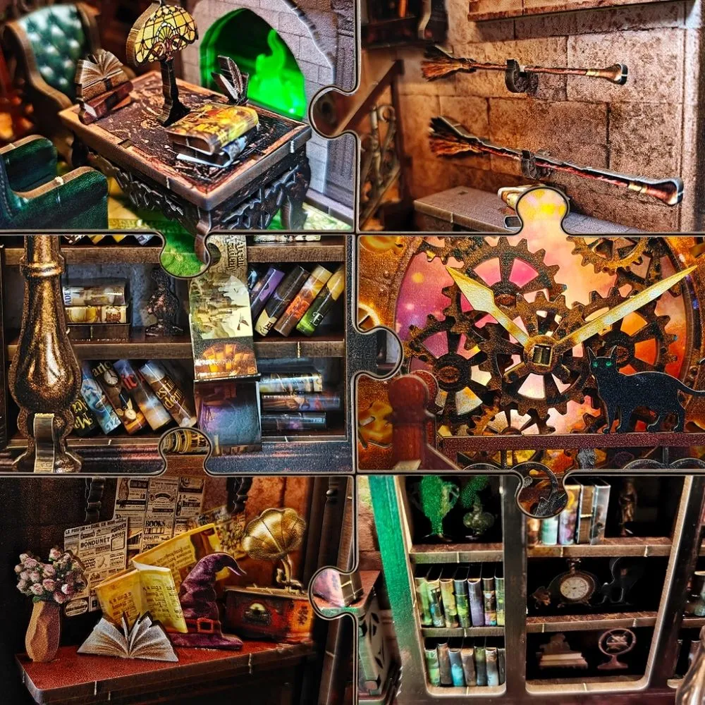 Figured'Art Hoggs Magische Bibliotheek book nook met led