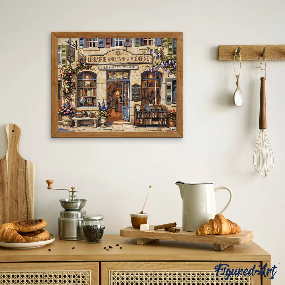 Figured'Art Tijdloze Boekhandel Schilderen op Nummer 40x50 cm Stad
