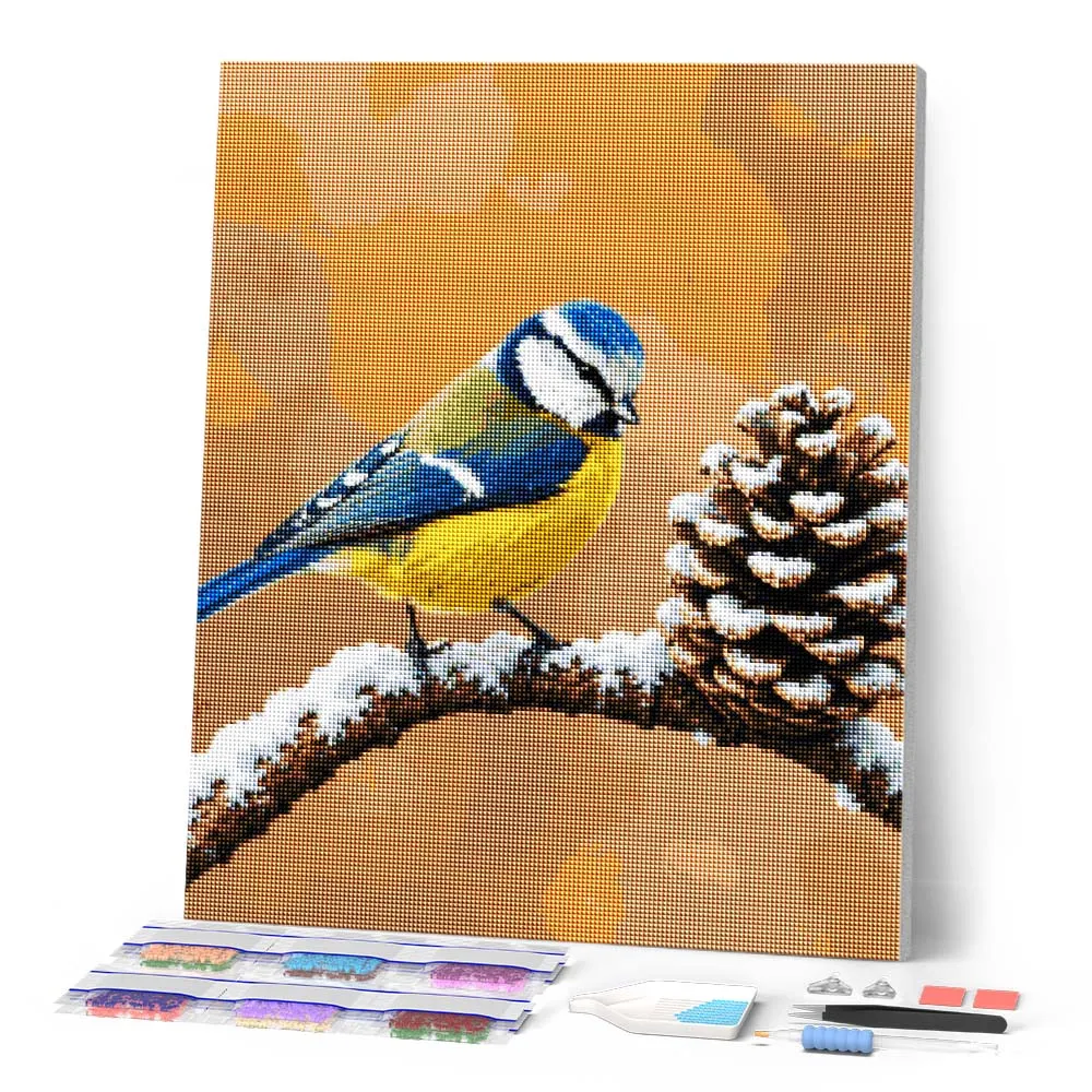 Figured'Art Diamond Painting Pimpelmees full drill winter vogel