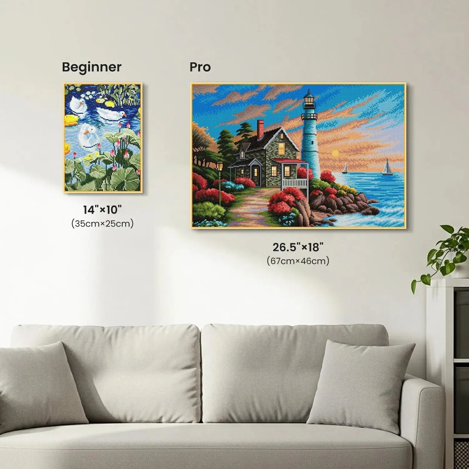 ARTDOT Idyllische Huizen Kustvuurtoren diamond painting 67x45